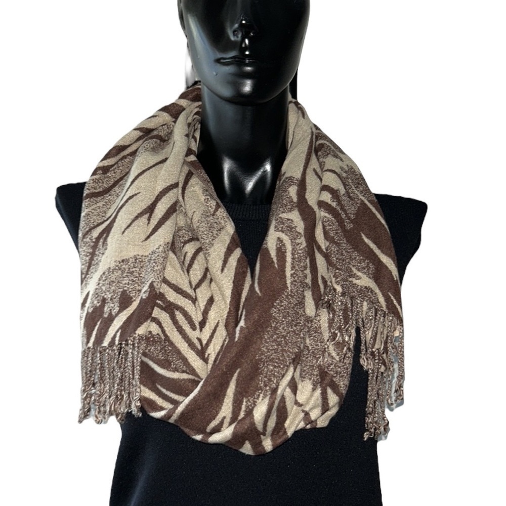 ANIMAL Print Pashmina Shawl Scarf Wrap 100% Viscose Brown and Tan